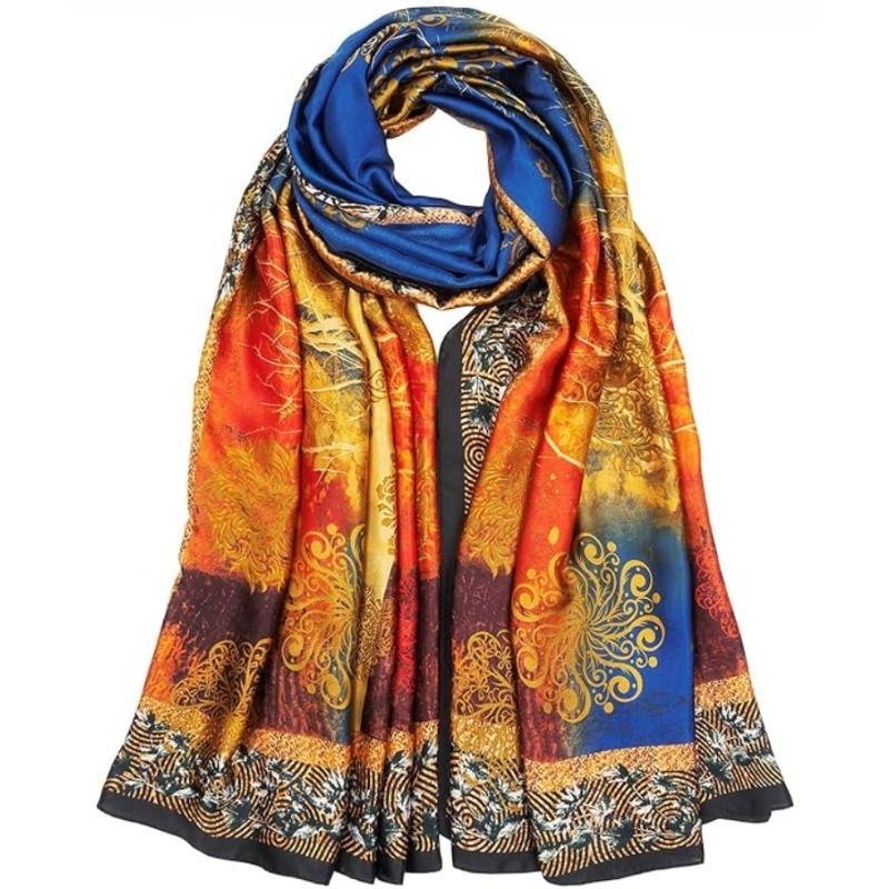 180x90cm Money Tree Printed Scarf Women's New Style Emulated Silk Thin Scarfs Fashion Versatile Headscarf Scarf Shawl
