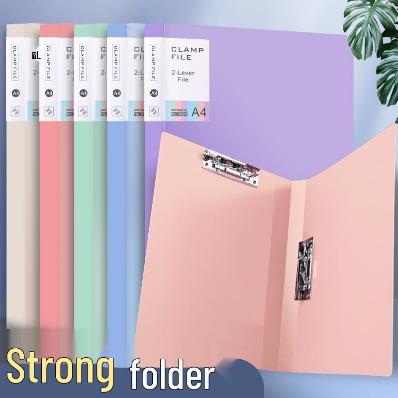 Morandi Double Clip A4 Folder for Students - Loose-leaf Test Paper & Office Document Storage