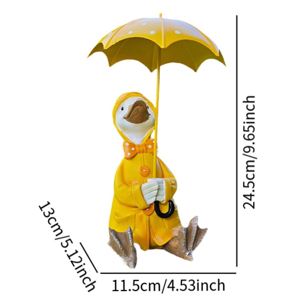 Duck Holding Umbrella Statue Resin Figurine Ornament Centerpiece Collection