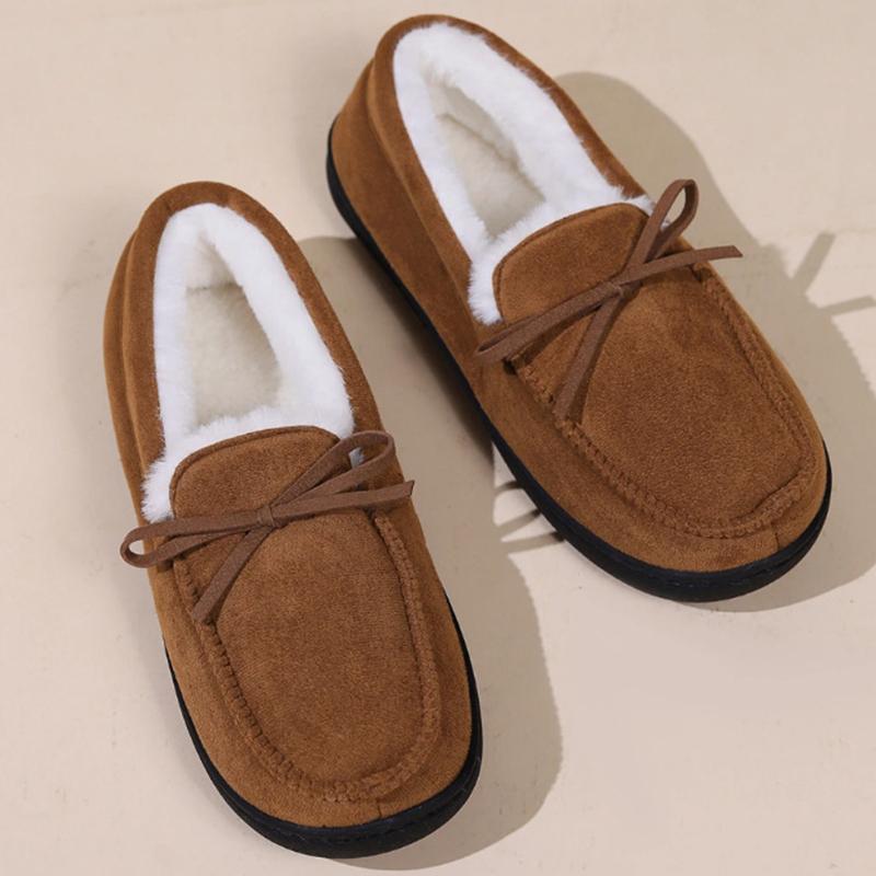 Kidmi Winter Fuzzy Women Cotton Shoes Casual Antiskid Outdoor Women Shoes Cute Bow Plush House Shoes Warm Cozy Fluffy Women Shoe