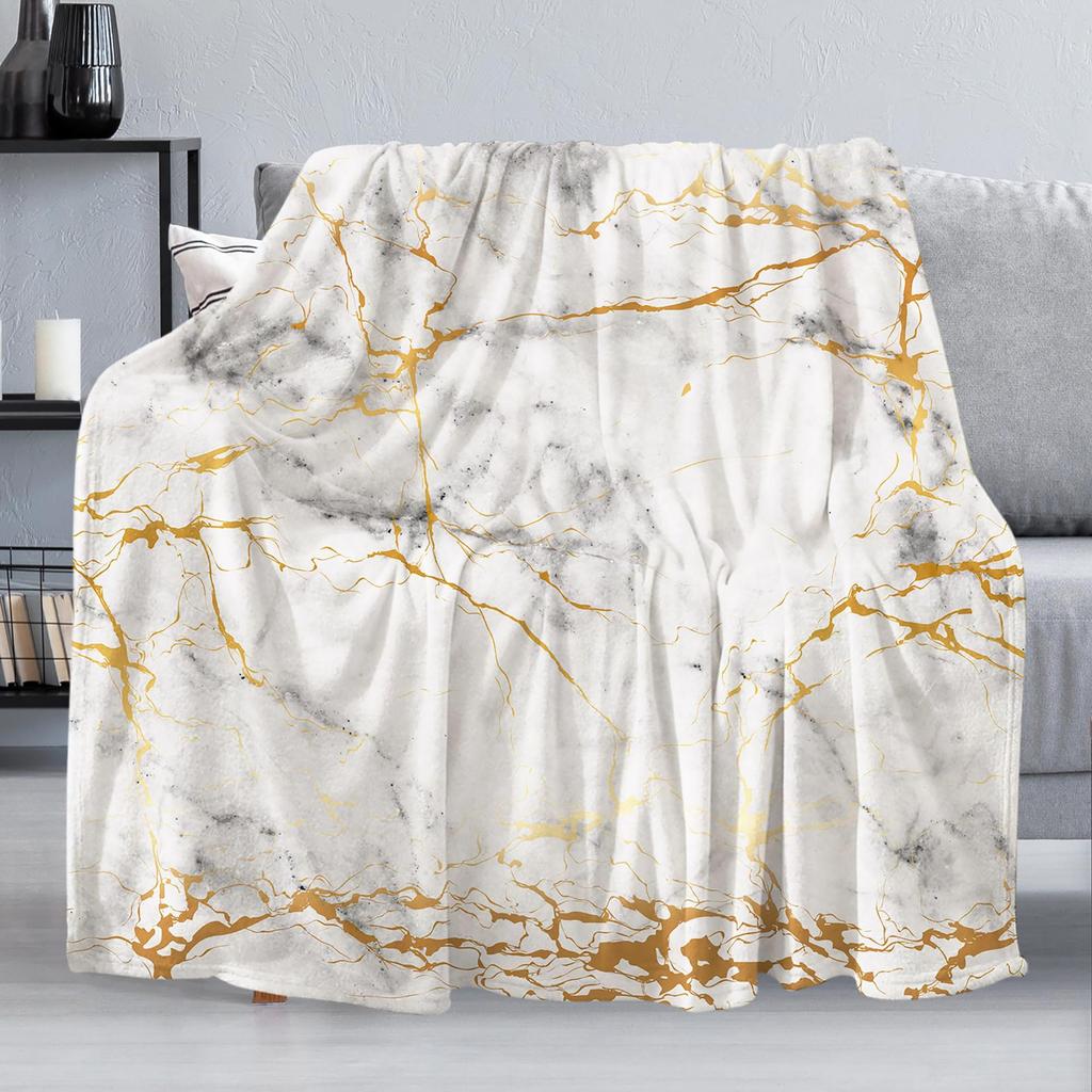 Marble Texture Series digitalprinted polyester Bedroom velvet flannel cover blanket Fleece soft sofa cover blankets for beds