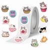 500 Pictures/roll Roll Sticker Tape Cartoon Cat Sticker Hand Account Material Decorative Envelope Seal Sticker