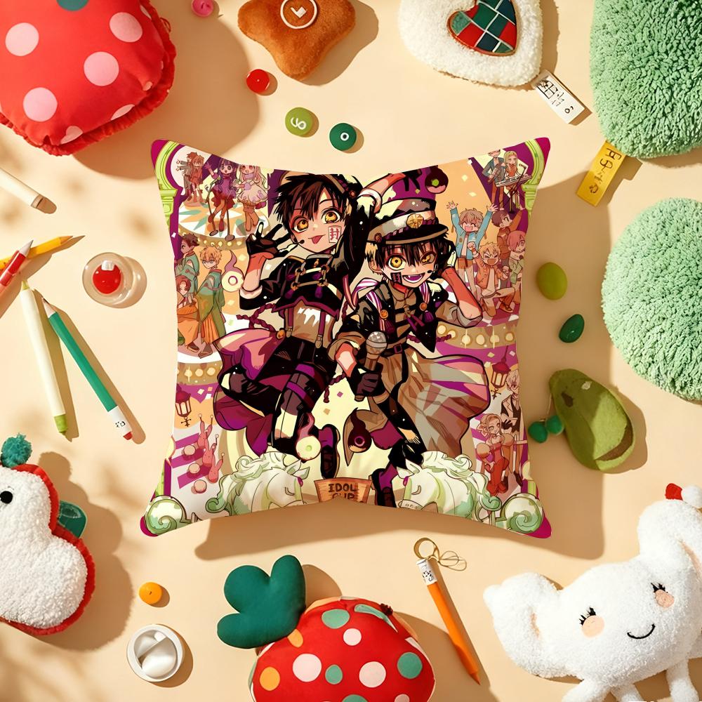 Anime Jibaku Shounen Hanako Kun Cushion Cover Plush Fabric Soft Double-Sided Printed Sofa Warm Winter Home Gift Pillow Cover