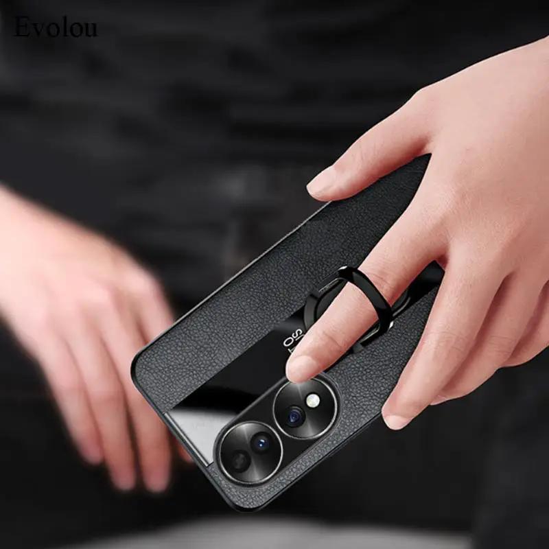 Plexiglas PU-Leder Hülle Für Huawei Honor 70 lite 5G 60 50 SE 90 80 200 Smart Magnetischer Metallring Halter stoßfest Weiche Abdeckung