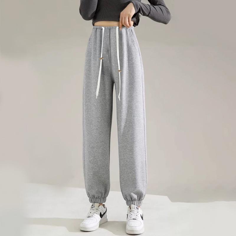 2026 Spring Grey Straight-Leg Cuffed Maternity Sweatpants: Loose, Comfortable, Casual Sporty Outerwear 2XL