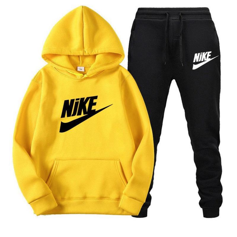 Modny zestaw unisex z nadrukiem: bluza z kapturem i spodnie dresowe