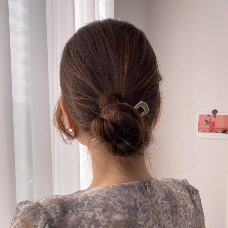 

U-shaped simple metal hairpin, matte and glossy hairpin Shiny slim silver hairpin