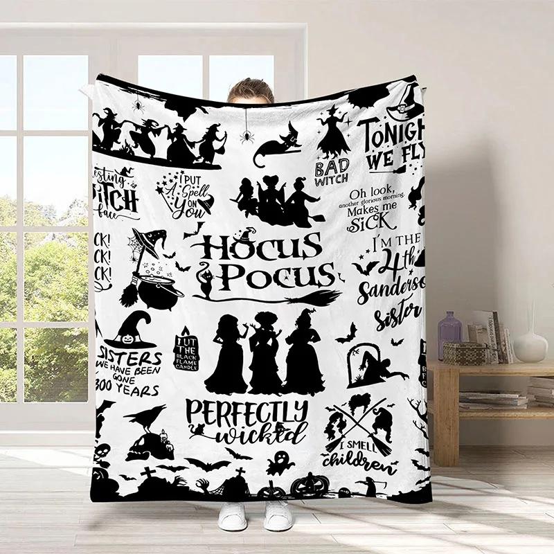 Halloween Festive Atmosphere Digital-printed Polyester Velvet Flannel Cover Blanket Fleece Soft Sofa Cover Blankets for Beds