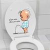 Funny Warning Toilet Stickers Cartoon Chld Urination Toilet Lid WC Door Sticker Removable Self-Adhesive Decor Paper Household