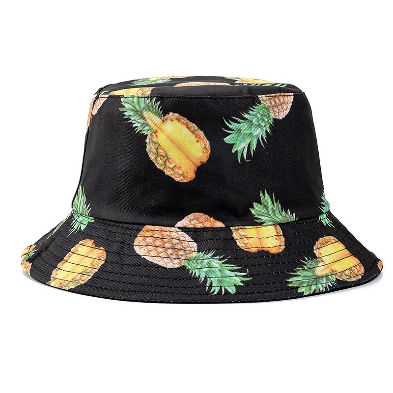 Hot Sale Unisex Bucket Hats Summer Double-sided Wear Fruit Printing Women Cap Outdoor Sun Hat Men Classic Panama Bucket Hat