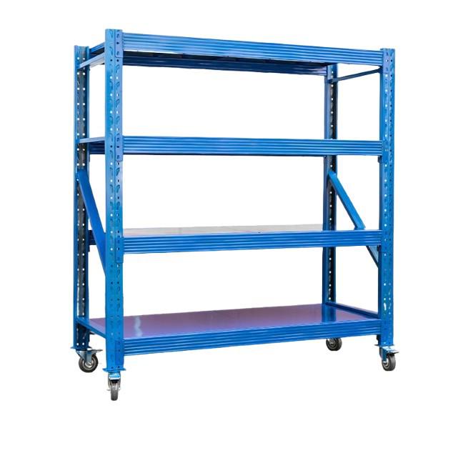 Mobile Multi-Tier Storage Rack with Wheels - Light To Medium-Duty Warehouse Shelving