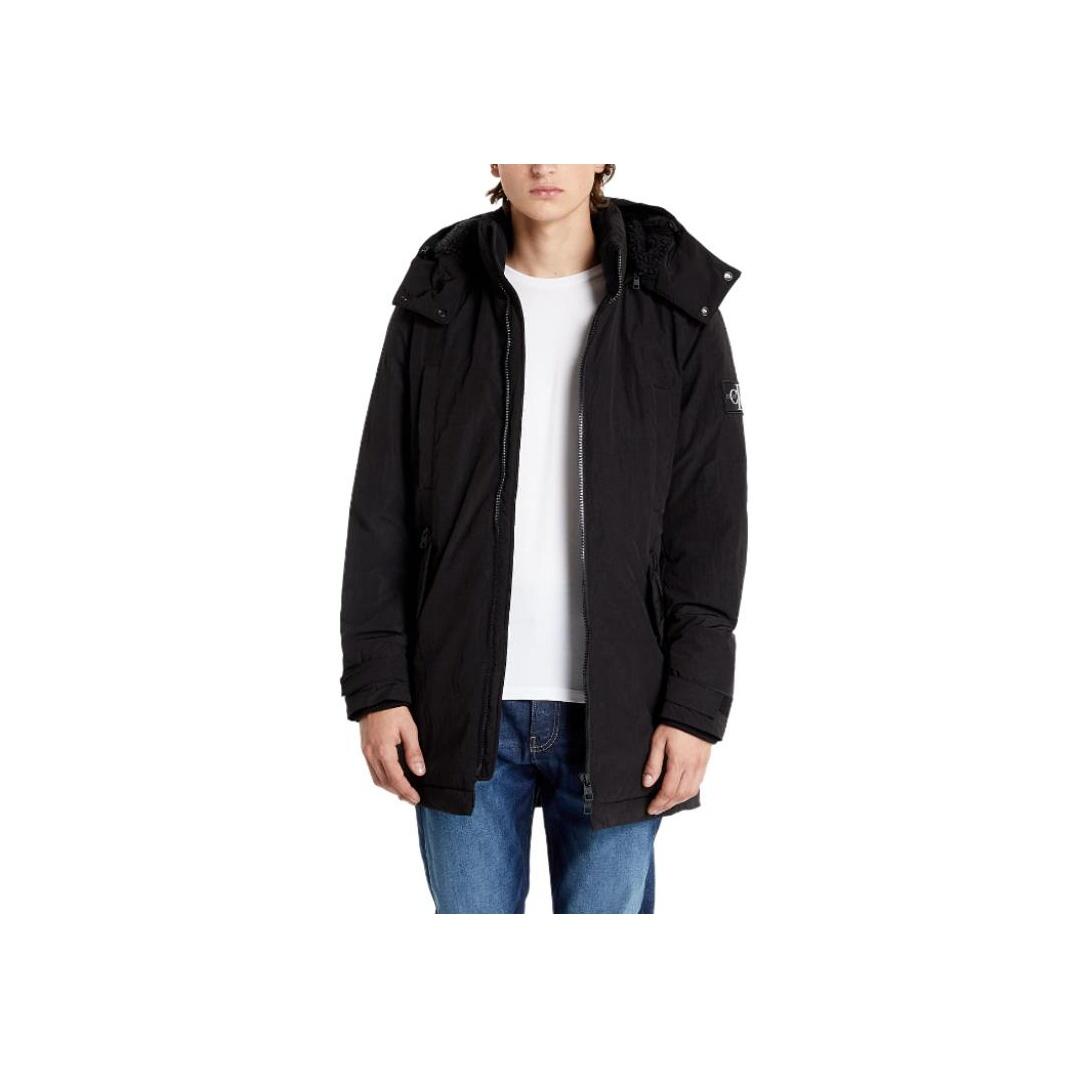 

Calvin Klein Solid Color Hooded Zip Logo Patch Long Sleeve Jacket Men jackets Black J30J318651-BEH S