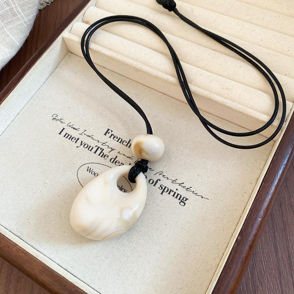 Vintage Colorful Design Kpop Long Chain Water Droplet Design Rope Chain Resin