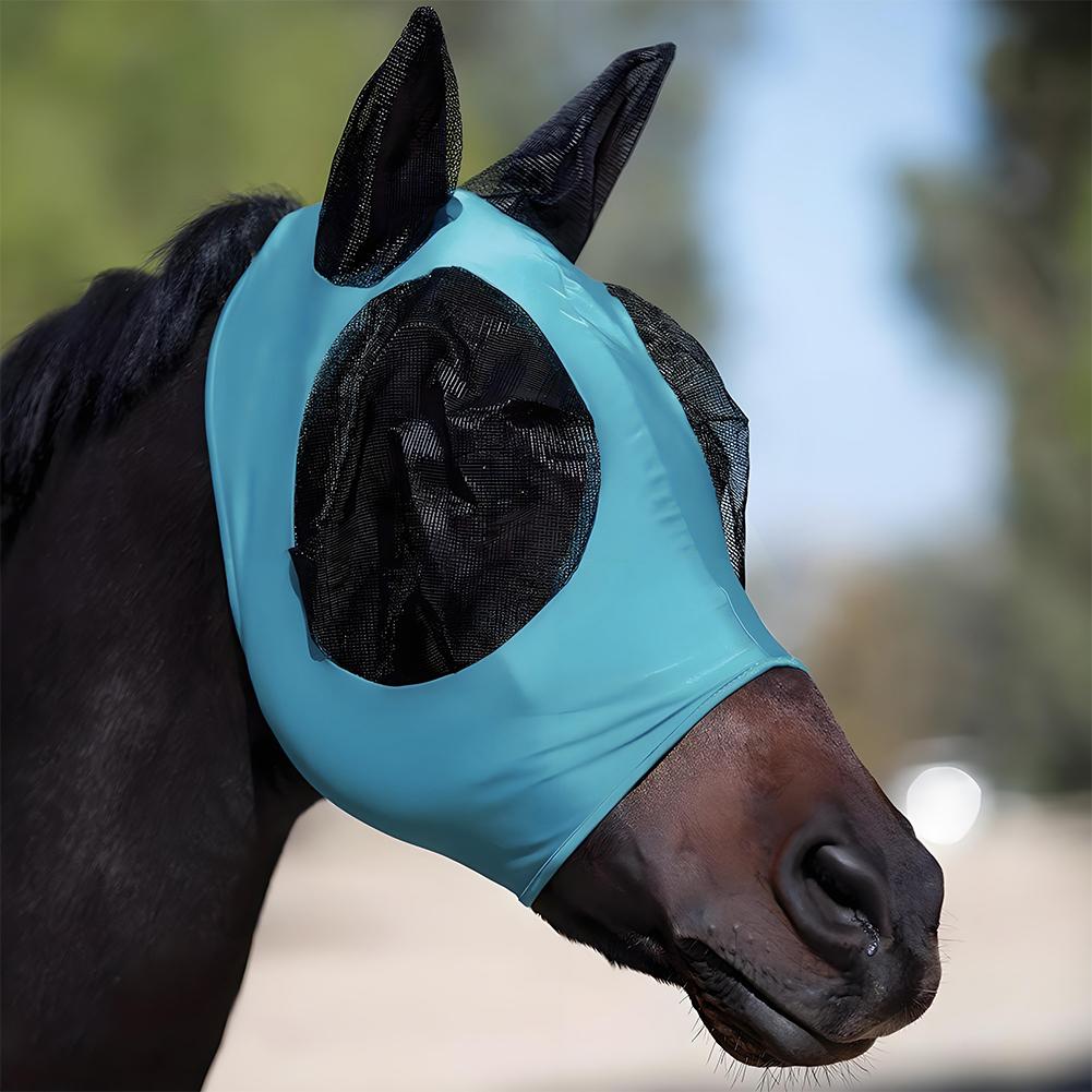 Anti Mosquito Mask Ear Protection Anti Fly Stretchy Knitted Mesh Mask Breathable Ear Masks Protector Anti-Worms for Horse Riding