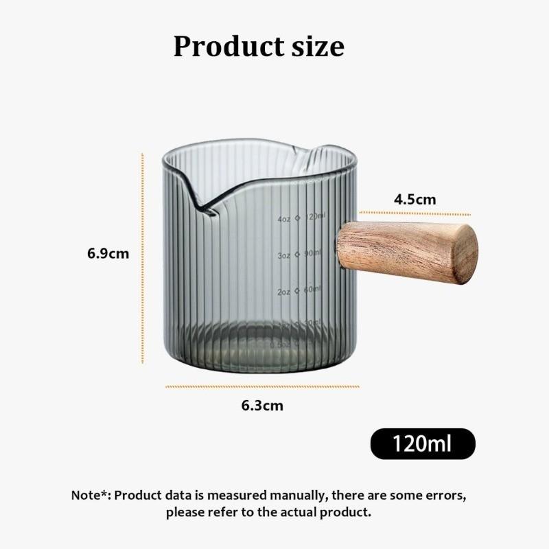 120Ml Espresso Shot Glass Wood Handle Single Double Mouth Coffee Measuring Cup Dual Scale Mug