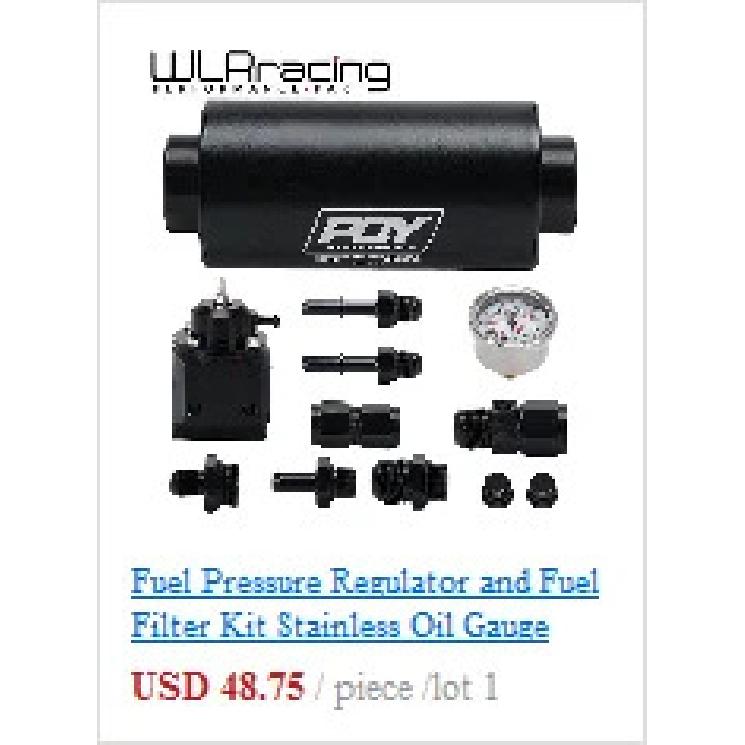 WLR - Universal Black Fuel Pressure Regulator With White Oil Gauge 3 Pieces AN6 Fittings 30-70 PSI WLR7845