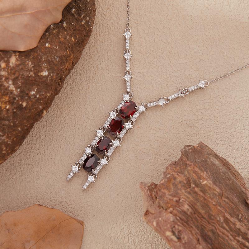 Натуральный Цитрин Топаз Гранат Диопсид Цветной Сокровище Ожерелье Женское S925 Серебро Роскошное Бриллиантовое