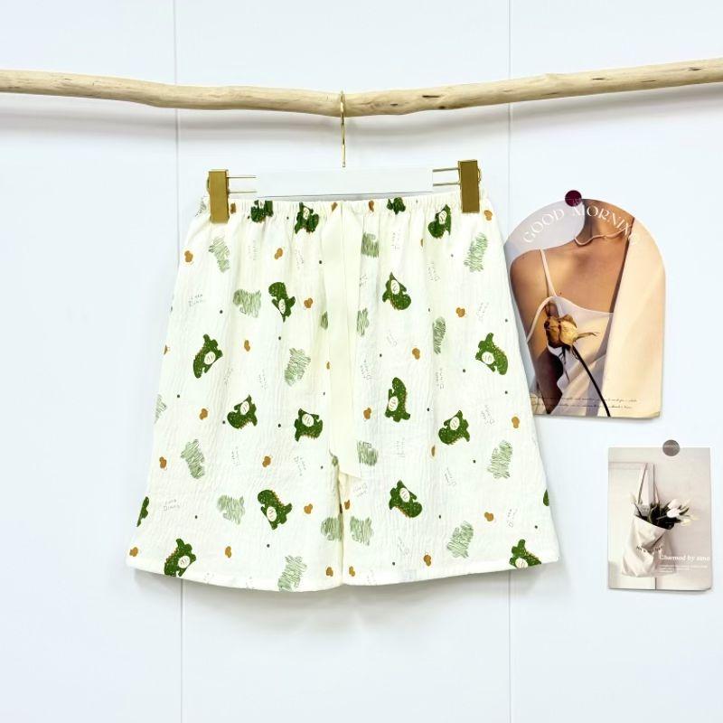 Home pants cartoon beach pants pajama pants cloud cotton shorts loose and thin casual summer can be worn outside the new high waist