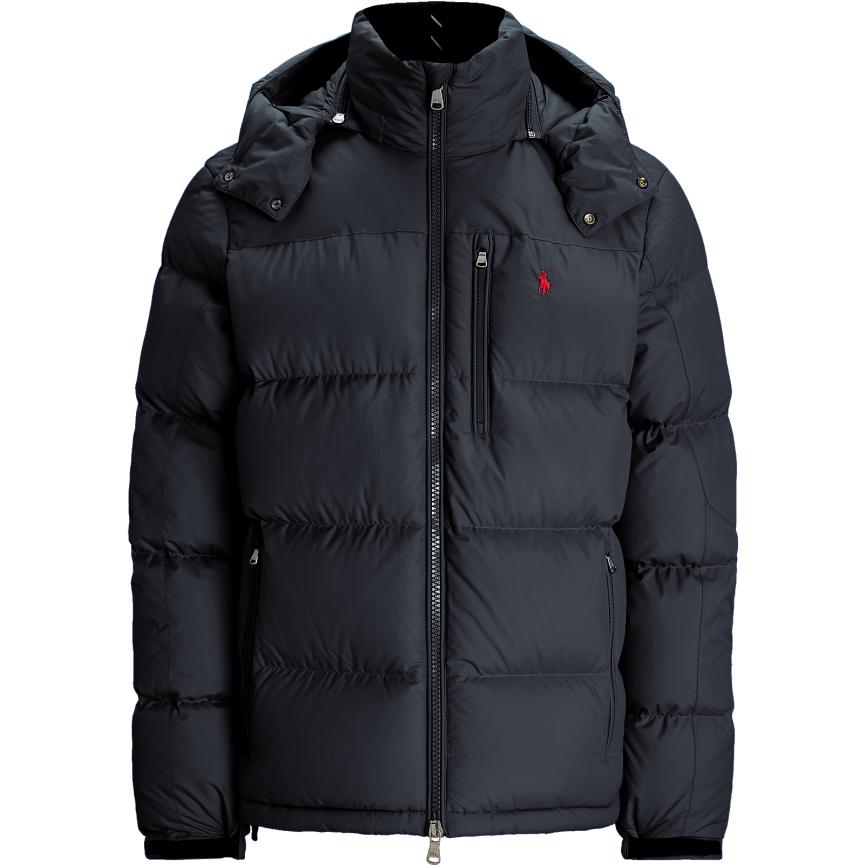 Polo Ralph Lauren Solid Color Zipper Hooded Long Sleeve Down Jacket Men Outerwear Black MNPOOTW16021339-001