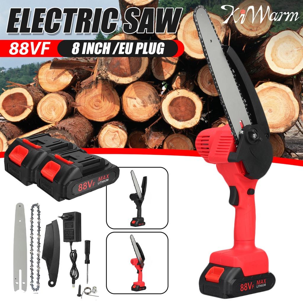 

88 В 8-дюймовая электрическая цепная пила Мини беспроводная цепная пила Аккумуляторный резак для дерева Обрезка Садовый электроинструмент красный