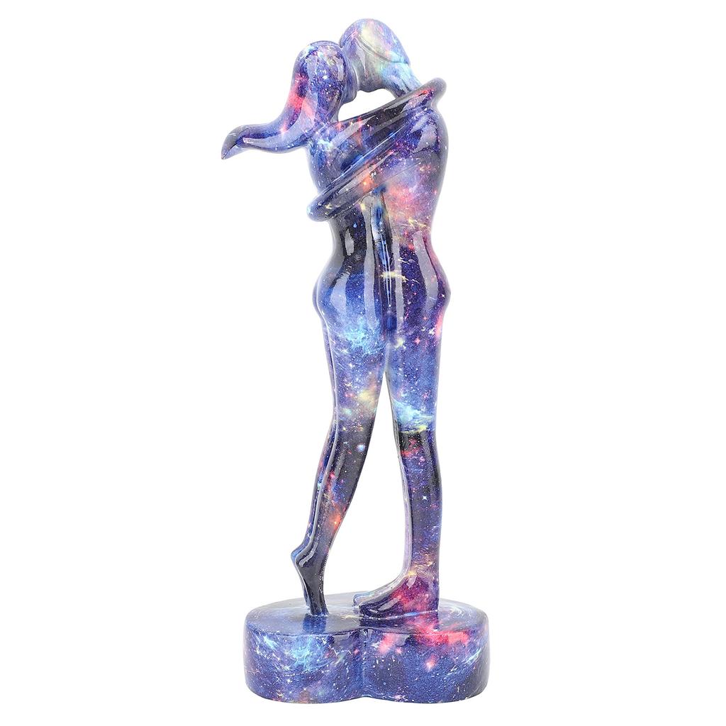 Resin Lovers Statue Exquisite Elegant Romantic Durable Desktop Couple Figurine for Home Office