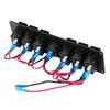 6 Gang Red LED Rocker Switch Panel with Voltmeter for Car RV Boat Yacht Marine 12V-24V