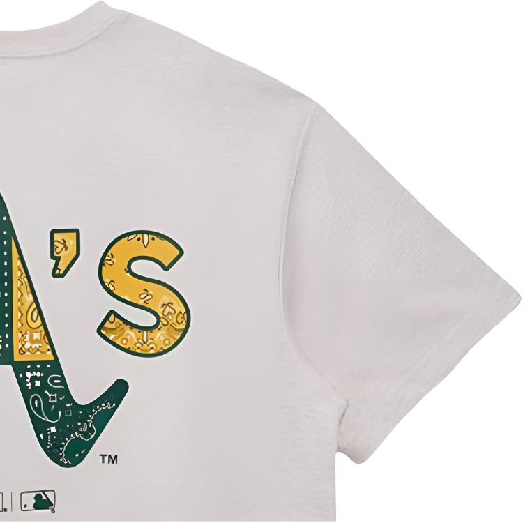 New Era SS24 MLB Oakland Athletics Back Letter Print Crew Neck Summer American Short Sleeve T-Shirt Unisex T-Shirt Light-Brown 14179140