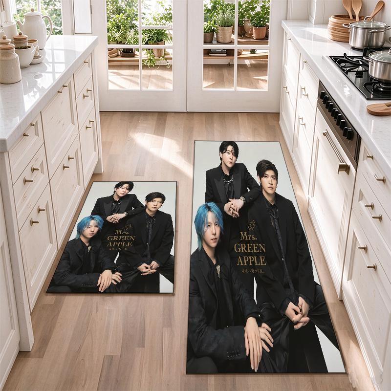 mrs. green apple Flannel Kitchen Floor Mat – Non-Slip, Absorbent and Easy to Clean Suitable for Kitchens, Entryways Bedroomsand Bathrooms