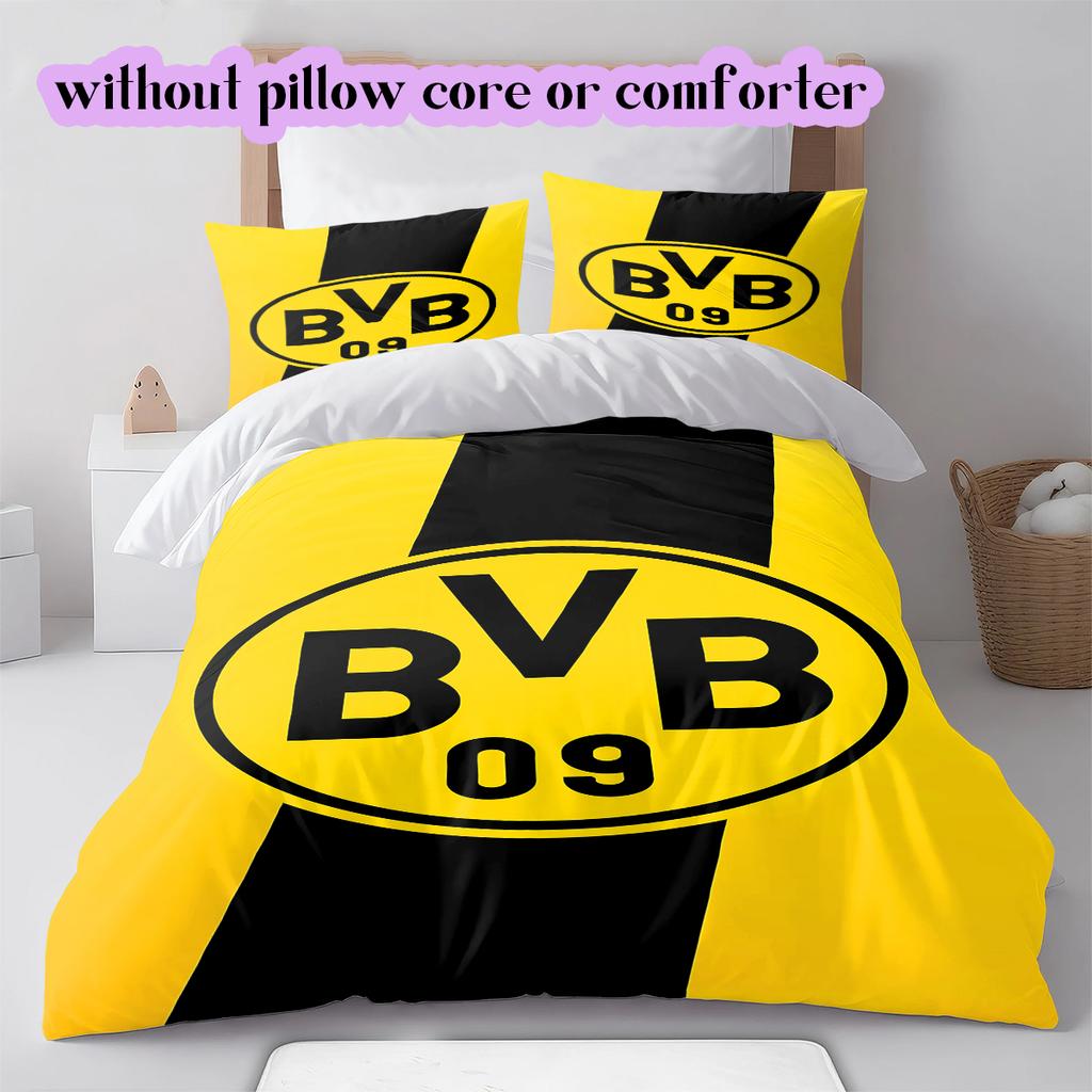 football Logo Pattern Bedding Quilt Set Quilt Cover Pillowcase Home Decoration Birthday Gift (1*duvet cover+ 2*pillowcase, without core)