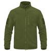 Full Zip Up Green Fleece Jacket Thermal Warm Work Coats Mens Zipper Pockets Jacket Hiking Training Outwear Windbreaker