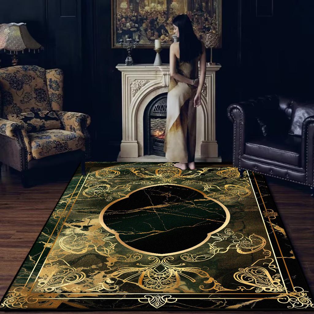 Modern Luxury Black Carpet for Living Room Washable Decoration Home Chinese Style Rugs for Bedroom Non-slip Large Rug Bath mat