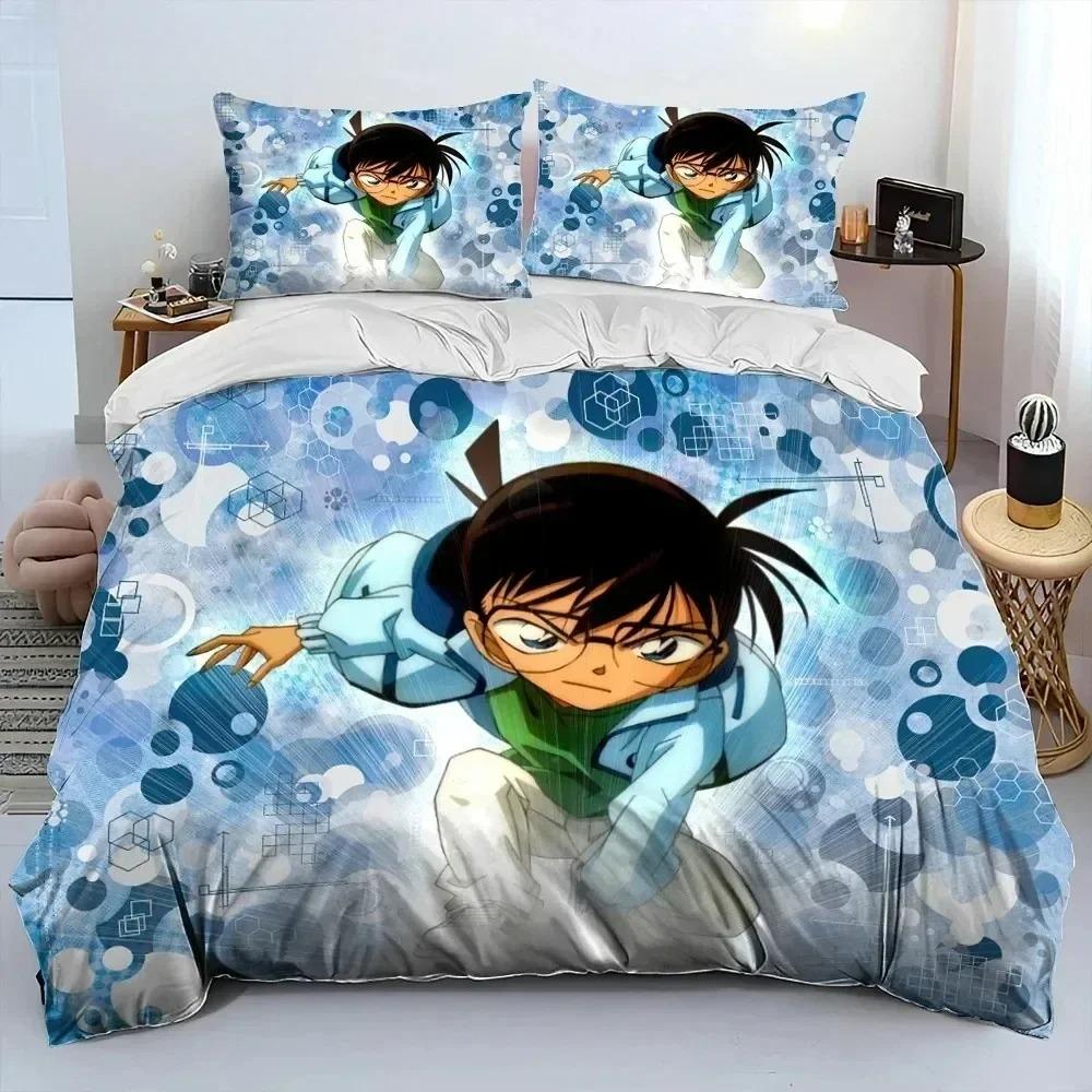 Anime Detective Conan Cartoon Bedding Set Boys Girls Twin Queen King Size Duvet Cover Pillowcase Bed Boys Adult Bedroom