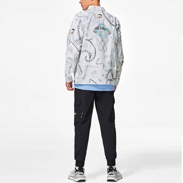 Li-Ning Wade X Glare Artist Co-Branded Long Sleeve Printed Shirt Men Tops White Gray AFDS475-2