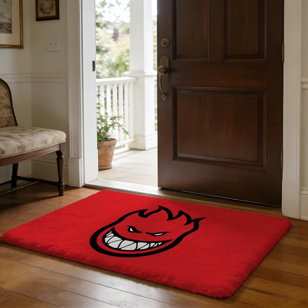 Spit Fires SkateBoards Floor Mat Soft Flannel Absorbent Mat Non-Slip Rug Home Bedroom Bathroom