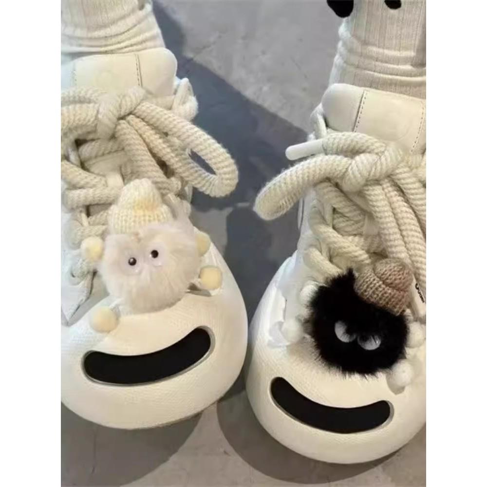 Original black and white open smile ugly cute big head shoes women's niche design casual shoes student party versatile skateboard shoes