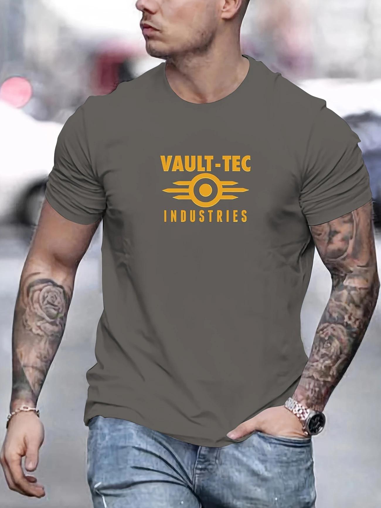 

Vault Tec Industries Men s Cotton T-shirt -100% Cotton Basic Casual Round Neck T-shirt, Summer Casual Outdoor Activity Top 4XL