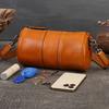 Einschultertasche Modisch Retro Große Kapazität Zylindrische Tasche Echtes Leder Ein Schulter Crossbody Tasche