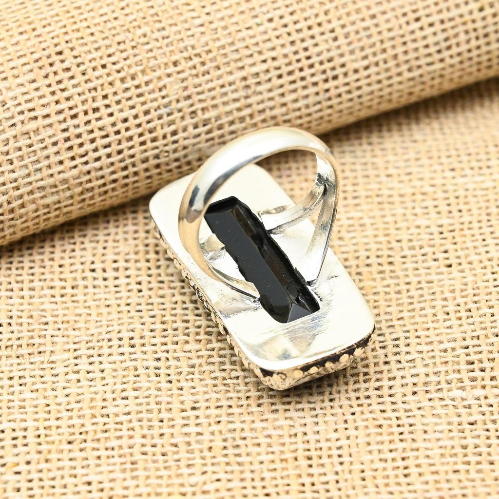Black Spinel Gemstone Handmade 925 Solid Sterling Sliver Jewelry Ring For Wedding Gift