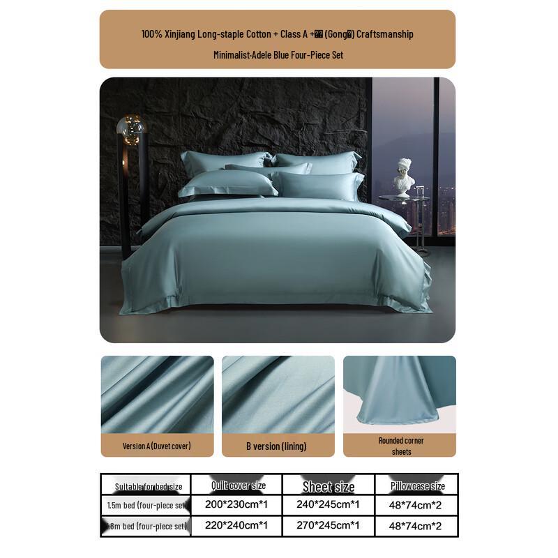 Mercury Home Textiles Luxury 100-Count Long-Staple Cotton 4-Piece Bedding Set