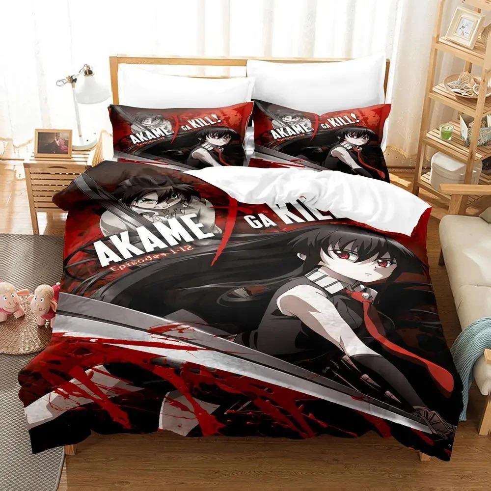Anime Akame ga Kill Esdeath Sängkläder Set Pojkar Flickor Twin Queen Size Påslakan Örngott Säng Barn Vuxen Hemtextil