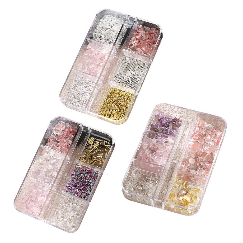 6 Grids Luxury 3D Nail Art Craft Rhinestones Charms DIY Nail Designs Zircon Gems Dangle Manicure Nail Jewelry Diamonds