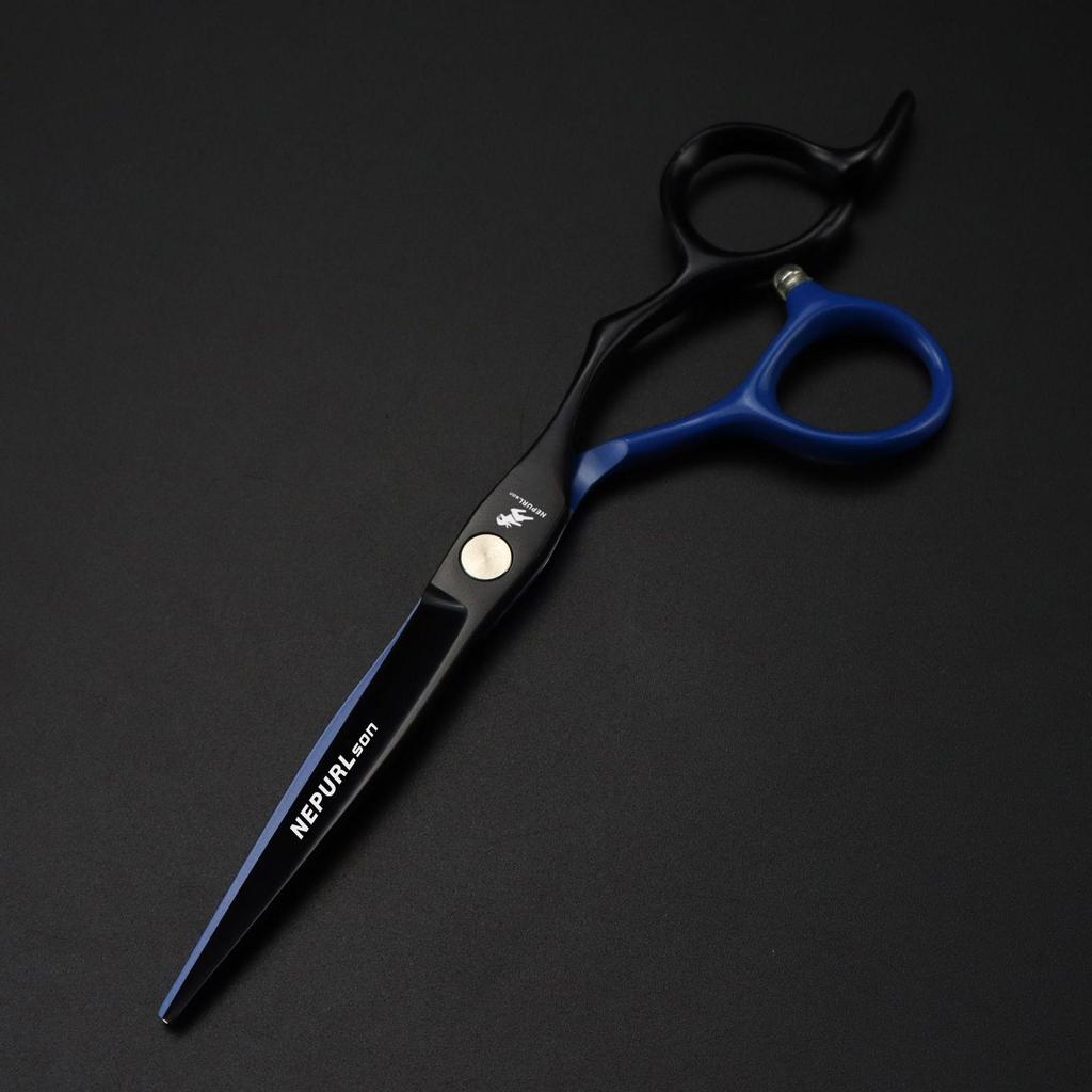 6.0-Inch Black Blue Hairdressing Scissors: Straight & Thinning Shears for Bangs