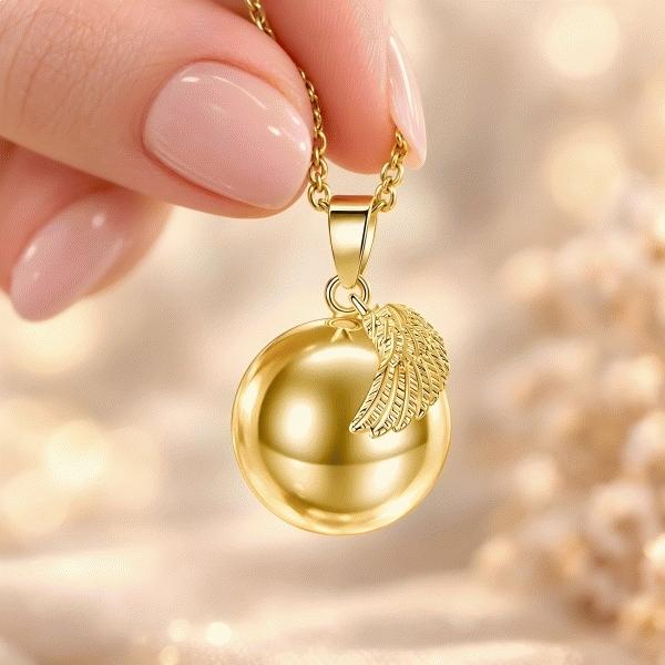 Umstandsbola mit doppeltem Kugelanhänger und goldenem Engelsflügel