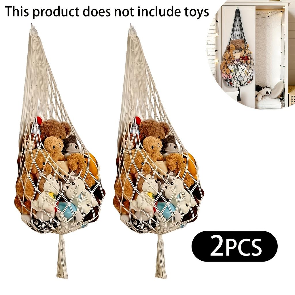 2Pcs Toy Storage Hammock | Extra-Large Plush Toy Corner Storage Decoration - Cute Hanging Stuffed Toy For Bedroom Decor