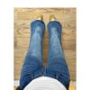 Women's Washed Low-Waist Dark Blue Micro-Flare Jeans - Bamboo Texture, Autumn Versatile, Comfortable Fit