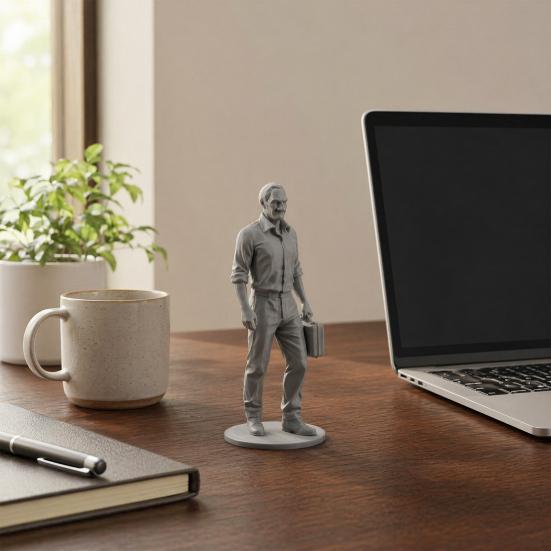 Desk Businessman Statue, 3D Printed Office Decor for Men, Executive Figurine with Briefcase, Motivational Home Office Gift