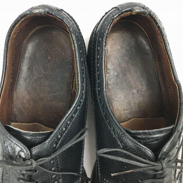 60s-70s Vintage HANOVER Long Wingtip Black Size 10B/AA 26.5-27.5cm Men's(USED)