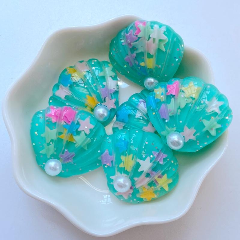 10Pcs New Cute 25*28mm Pearl Shell Flat Back Resin Cabochons Scrapbooking DIY Jewelry Craft Decoration Accessorie