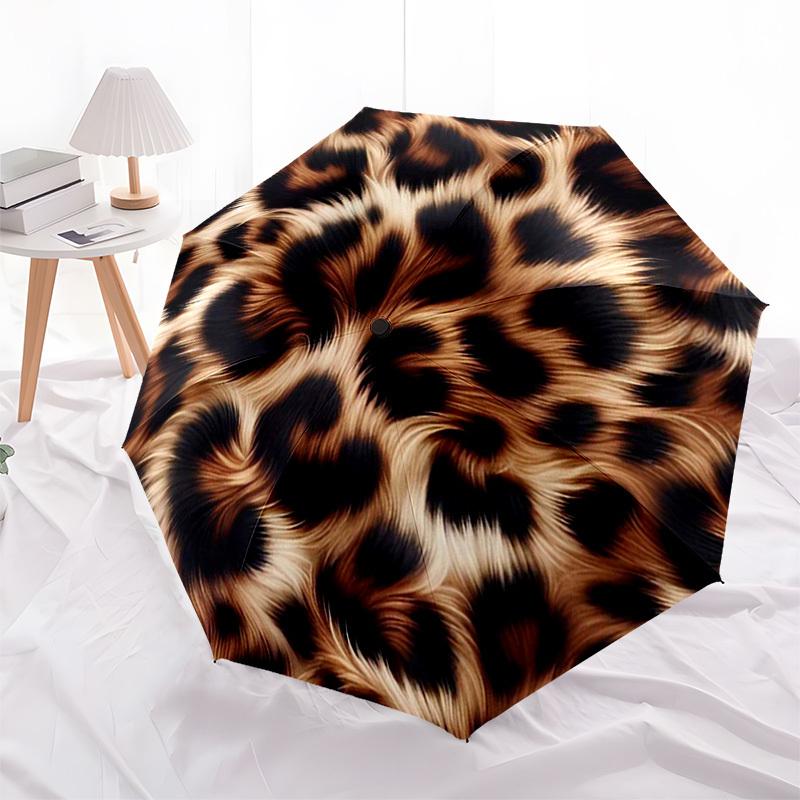 1pc Leopard Print Pattern Umbrella with Plastic Handle,Suitable for All Seasons Umbrellaptys26055