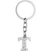 Ofixo (Letter T) English Alphabet Letter Silver Metal Keychain With Crystal Stones, For Car Bike Men & Women Keyrings